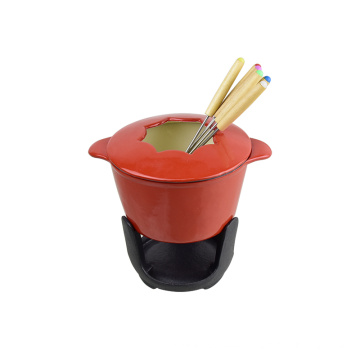 Colorful Cast Iron Chocolate Fondue Set